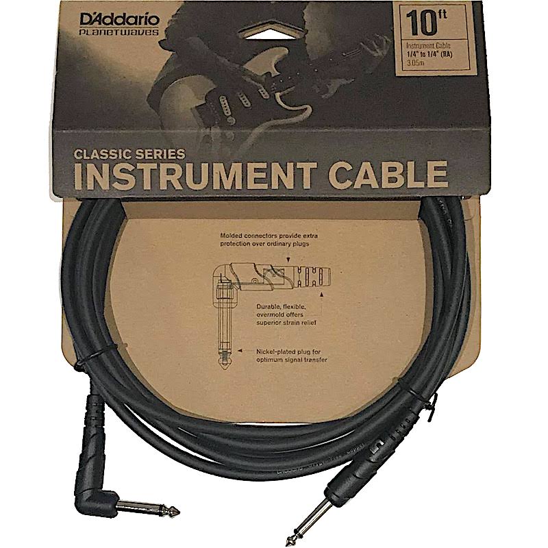 D'Addario Classic Guitar Cable - Right Angle - 10foot (3meters)