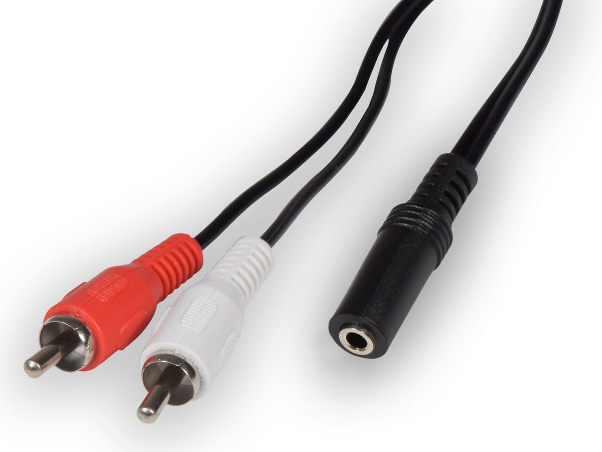 AV:Link 2 x RCA Plugs to 3.5mm Stereo Socket Leads Black 0.2m