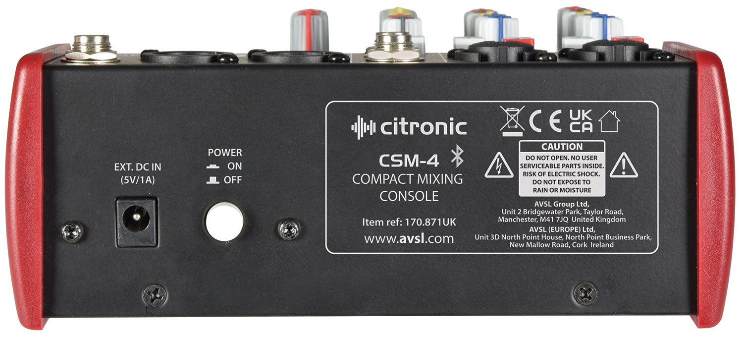 Citronic CSM-4 Audio Mixer with USB & Bluetooth