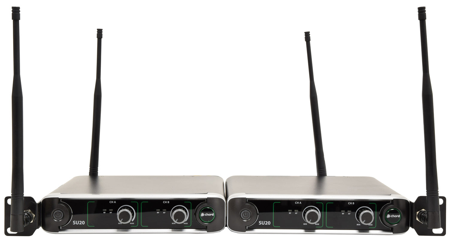 Chord SU20 Dual UHF Beltpack Microphone Set Red + Green