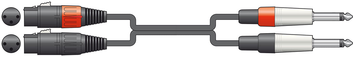 Citronic Classic Audio Leads 2 x XLR Female - 2 x 6.3mm Mono Jack Plugs