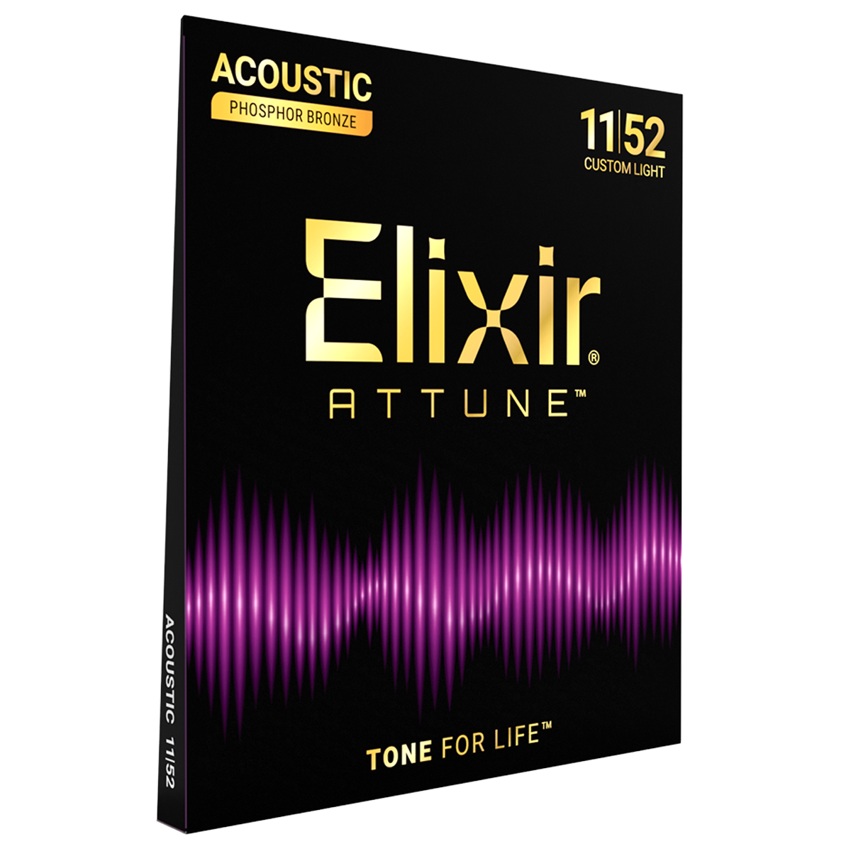 Elixir Attune Phosphor Bronze Coated Acoustic Guitar Strings Custom Light - 11-52