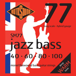 Rotosound SM77 Jazz 77 Bass Guitar Strings - Monel Flatwound - Hybrid - 40-100