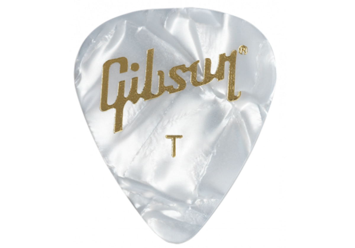 Gibson Pearloid White Picks, 12 Pack, Thin