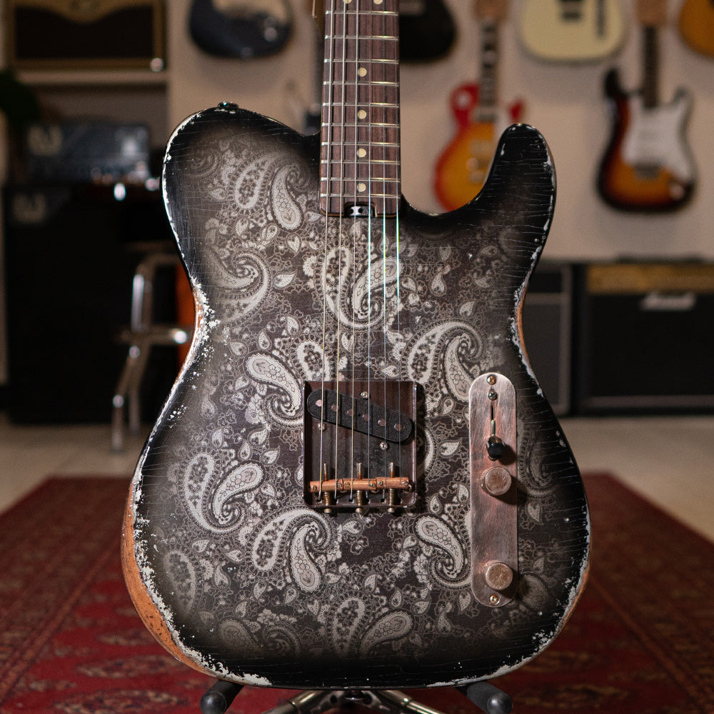 Electric Relic Co. ESQ Electric Guitar - Gold Over Black Paisley
