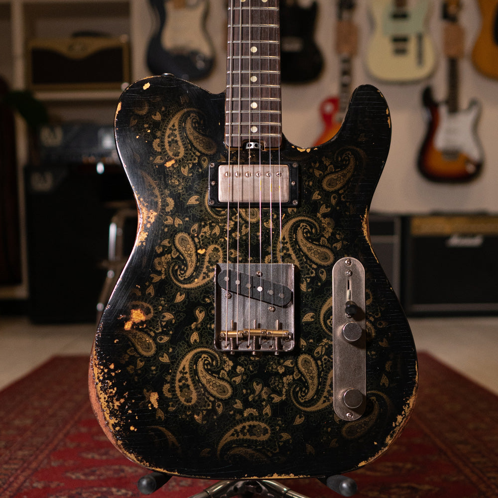 Electric Relic Co. TC Electric Guitar HS - Black Over Silver Paisley 'Silverburst'