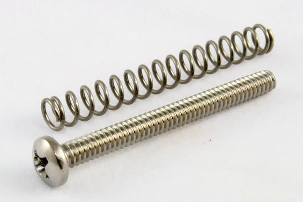 All Parts Bridge Length Screws for Bass Stainless Steel - 4 Screws & 4 Springs