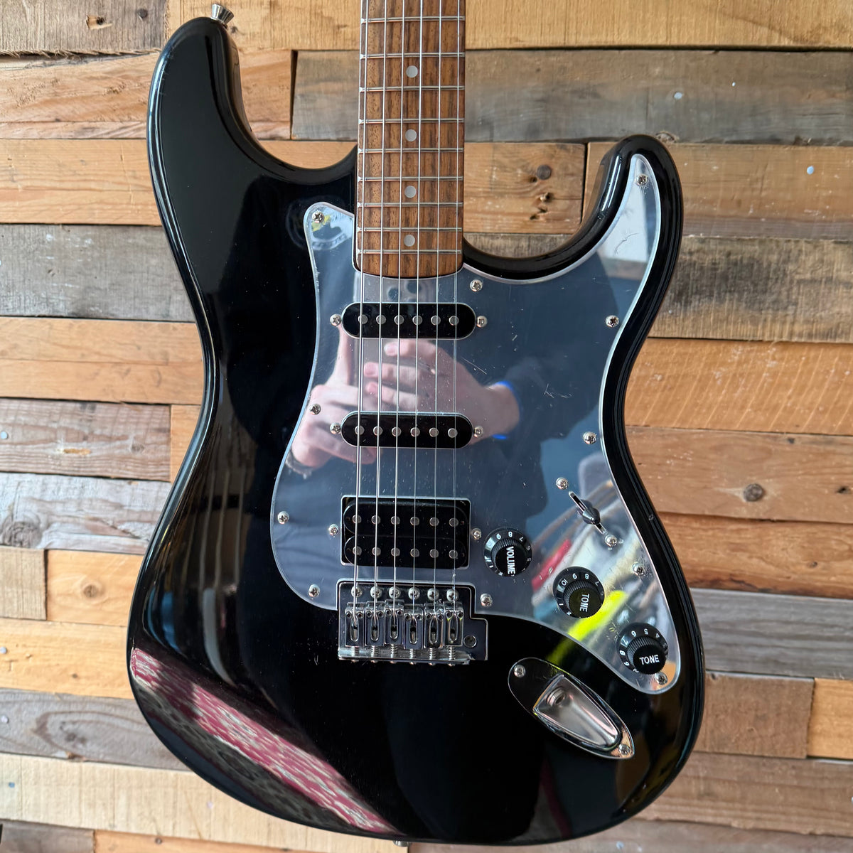 Project Fender Starcaster Electric Guitar -Mattalic Black - Preowned