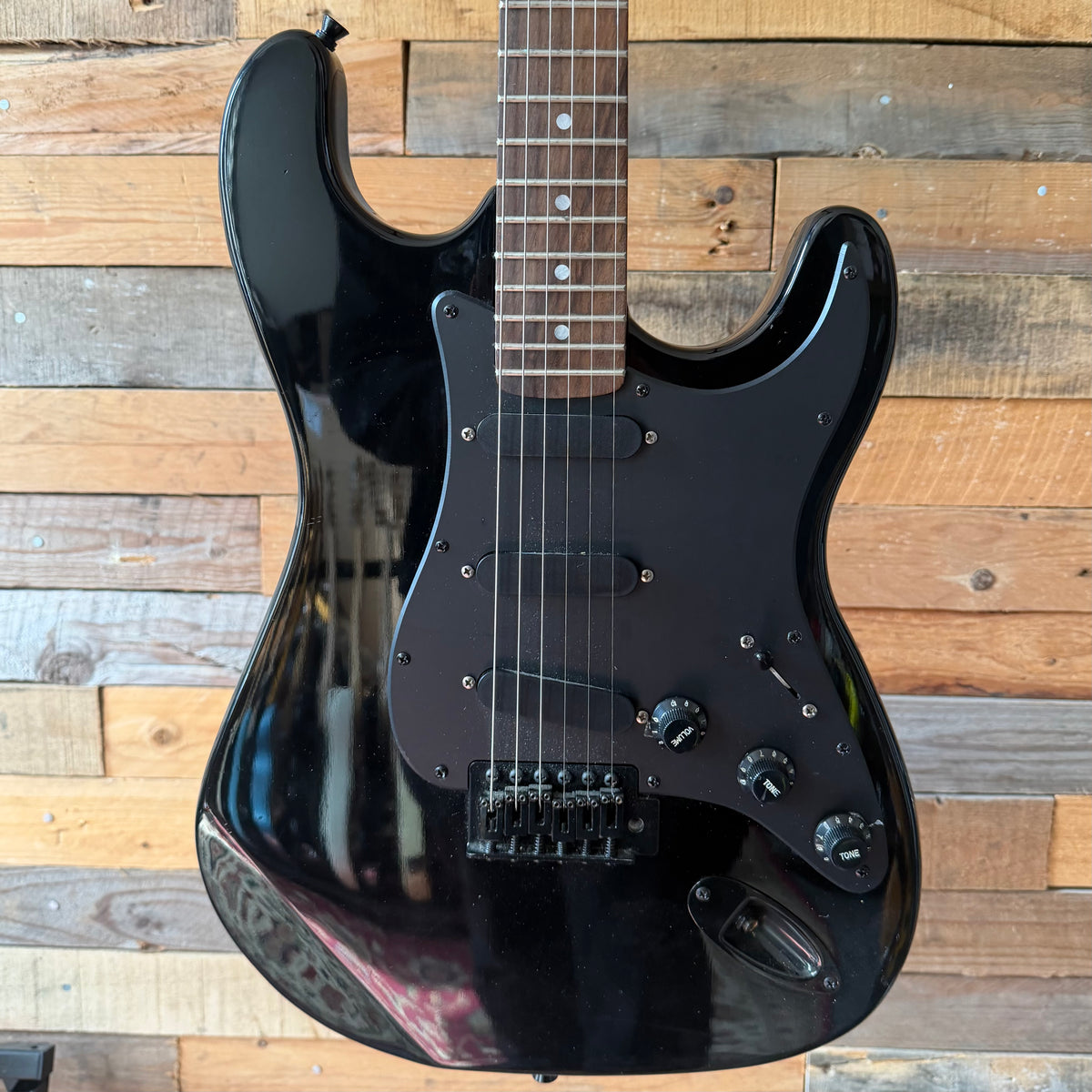 Project Blacked Strat Electric Guitar - Black - Preowned