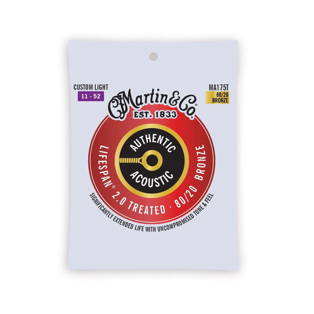 Martin And Co. Authentic Acoustic Lifespan® 2.0 Guitar Strings 80/20 Bronze