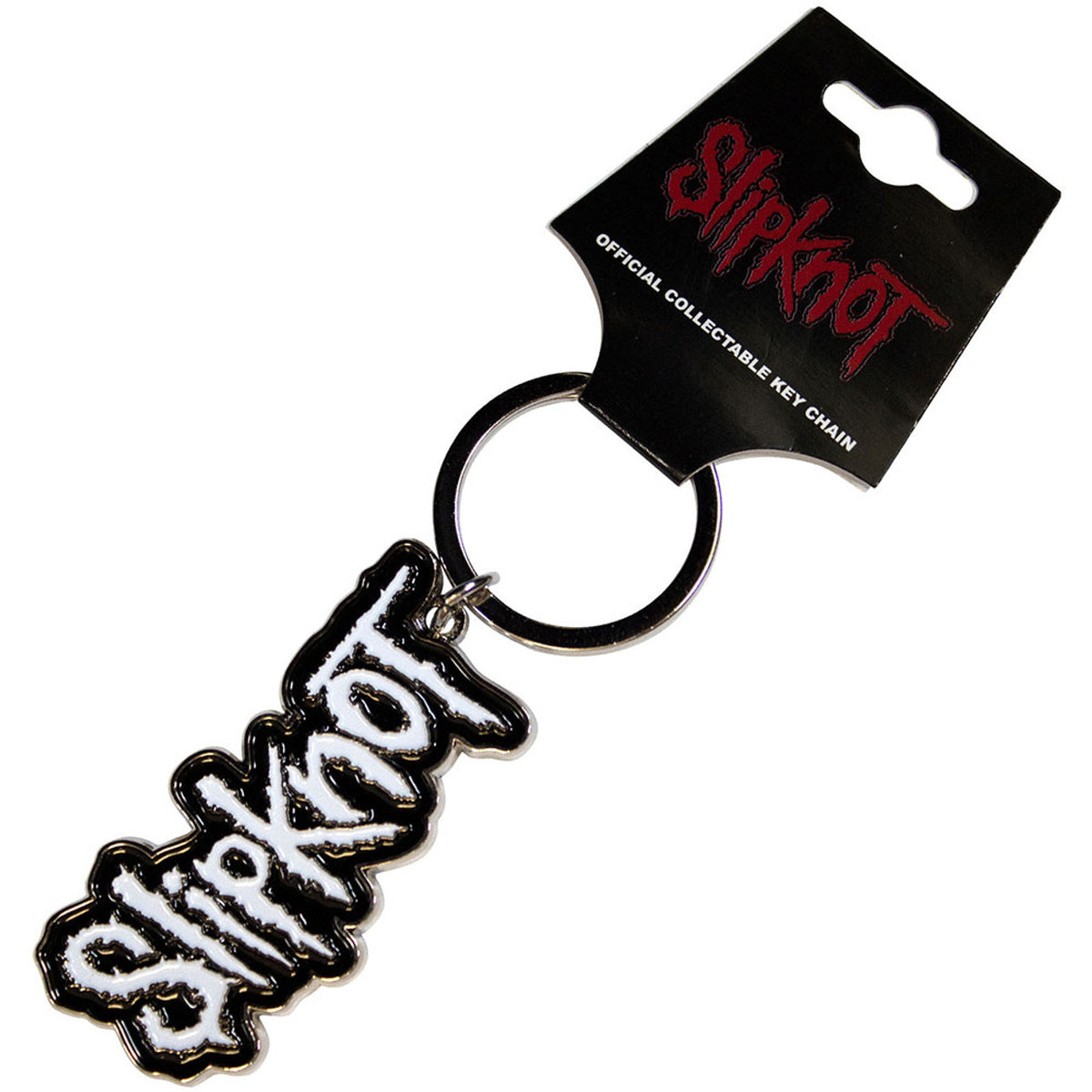 Slipknot Keychain: White Logo Black Border