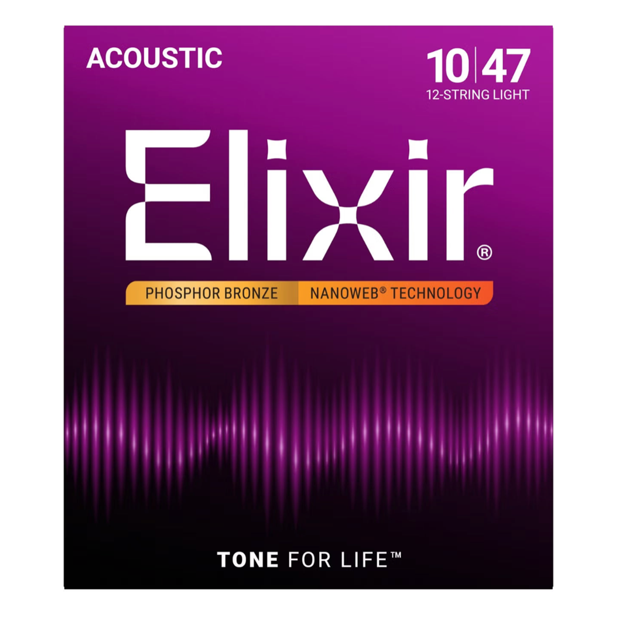 Elixir 16152 Nanoweb Coated Phosphor Bronze 12-String Acoustic Guitar Strings Light 10-47