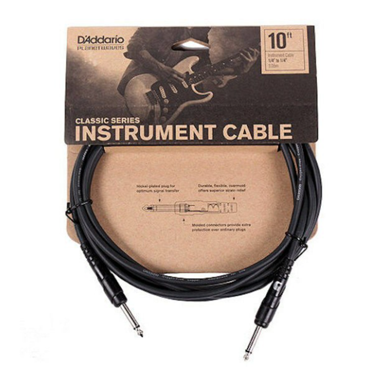 D'Addario Classic Guitar Cable - Straight - 10foot (3meters)