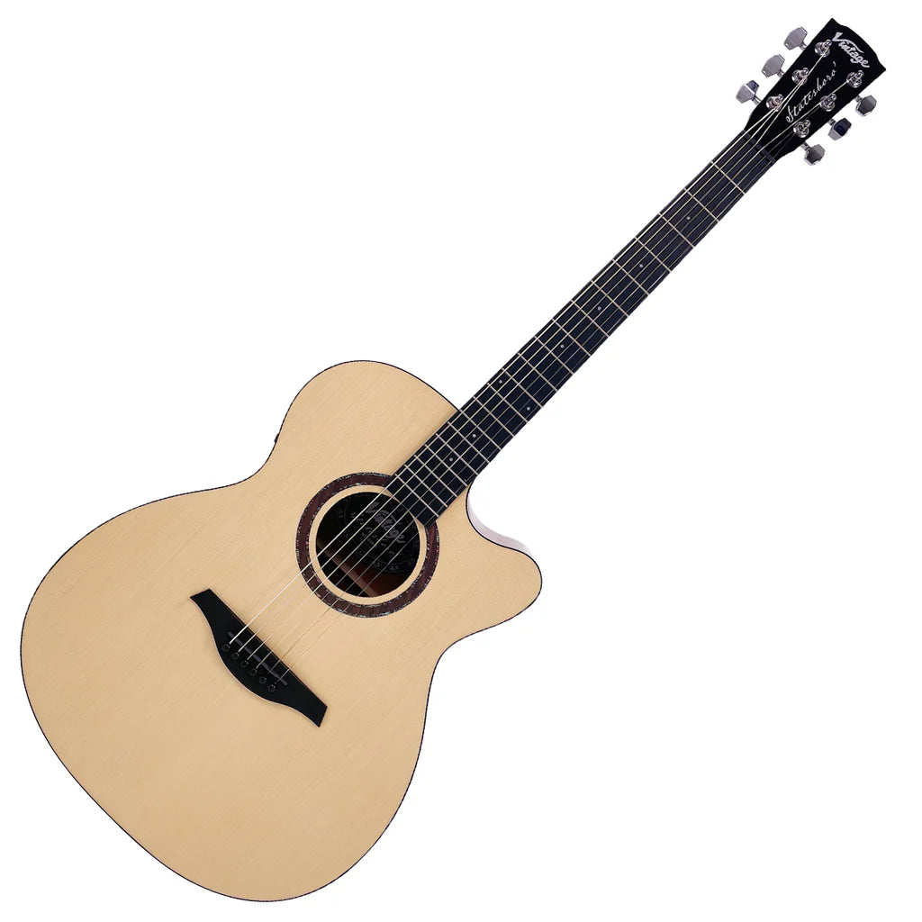 Vintage VE660MS Statesboro Series Electro Acoustic Orchestra Guitar - Natural Moonshine (Copy)