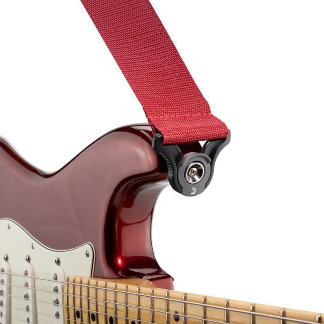 Auto Lock Locking Polypro Guitar Strap, Red