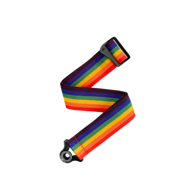Auto Lock Locking Polypro Guitar Strap, Rainbow
