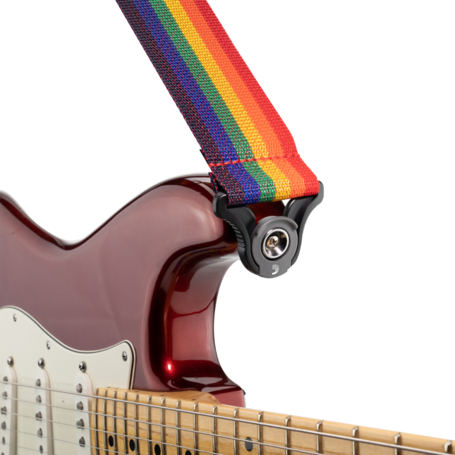 Auto Lock Locking Polypro Guitar Strap, Rainbow