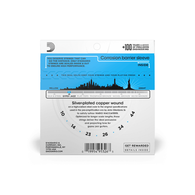 D'Addario EJ83L 10-44 Light Ball End, Gypsy Jazz Acoustic Guitar Strings
