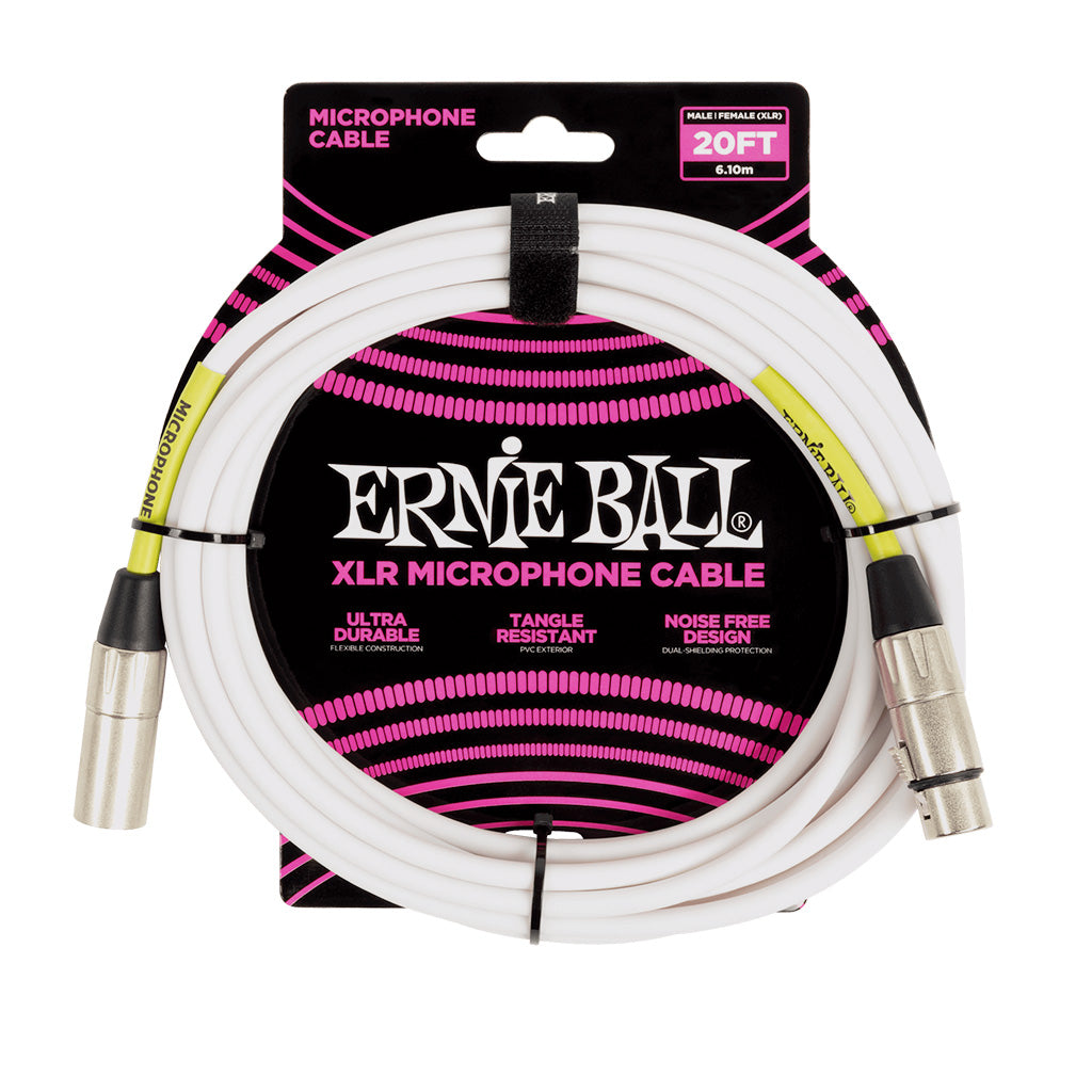 Ernie Ball 20FT XLR MICROPHONE CABLE WHITE