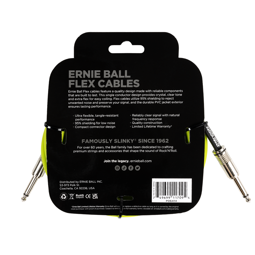 Ernie Ball Flex Instrument Cable 10ft - Green