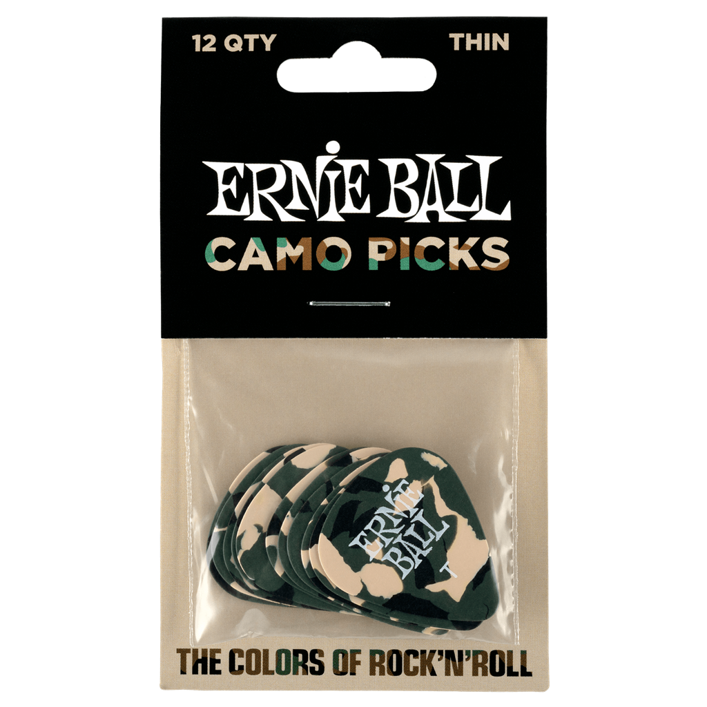Ernie Ball Camo Picks 12 Pack - Thin .46mm
