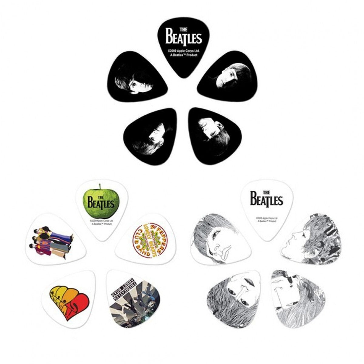 D'Addario Beatles Signature Guitar Pick Tin with 15 Plectrums - Stripes