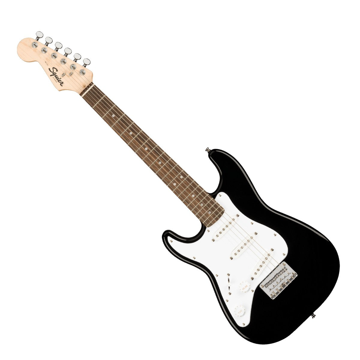 Squier Mini Stratocaster Left-Handed - Laurel Fingerboard - White Pickguard - Black