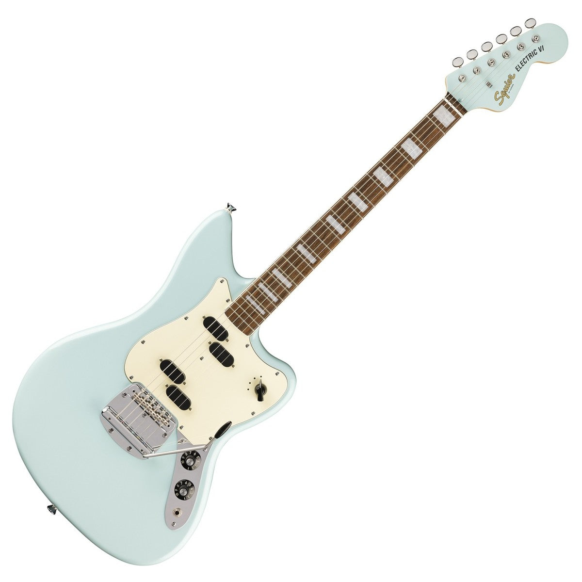 Squier Paranormal Electric VI - Matching Headstock - Daphne Blue