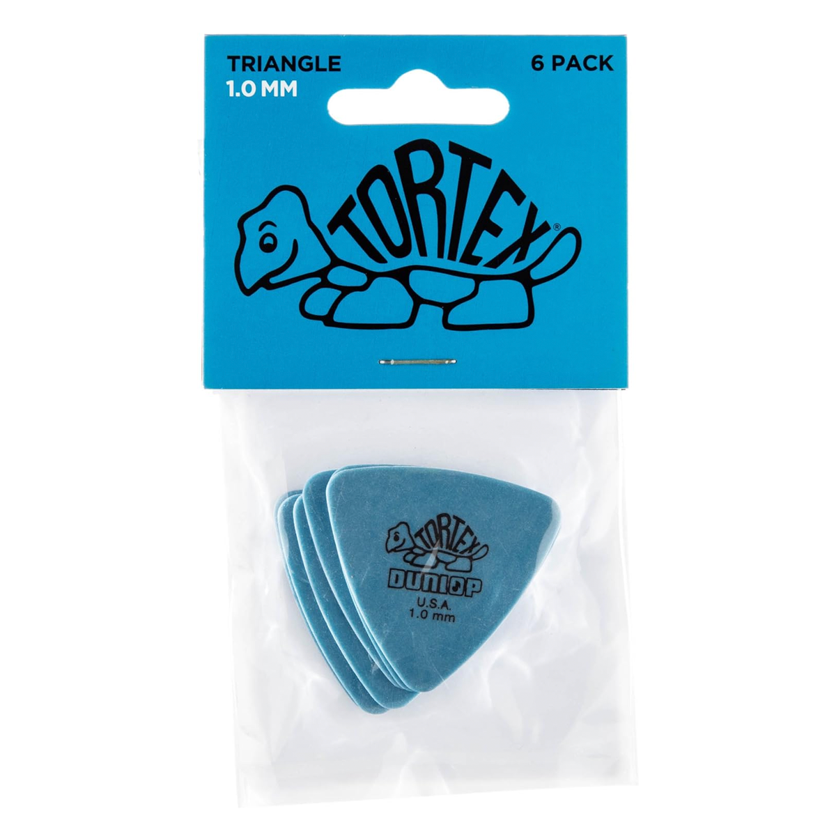 Jim Dunlop Tortex Triangle Plectrum Players Pack - 6 Pack - 1mm Blue