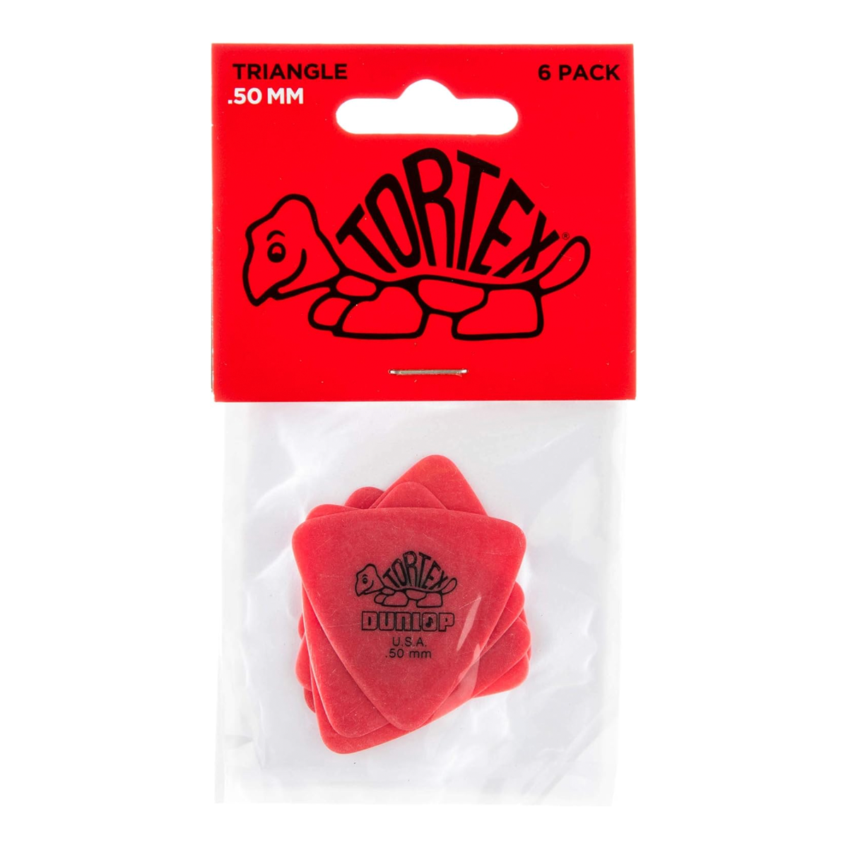 Jim Dunlop Tortex Triangle Plectrum Players Pack - 6 Pack - .50 Red