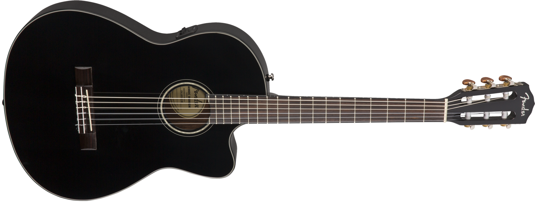 Fender CN-140SCE Nylon Electro Acoustic Guitar - Black with Hard Case