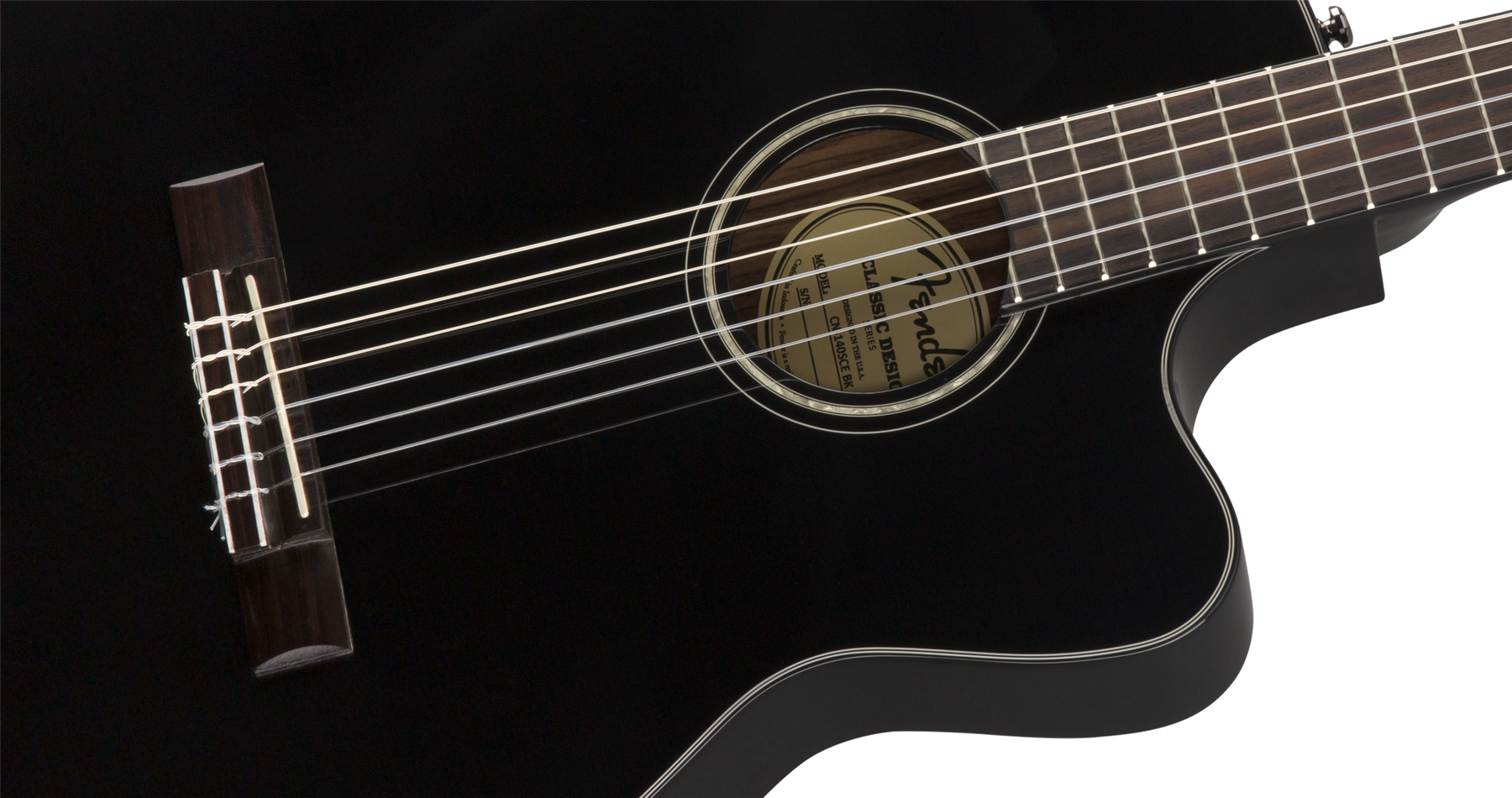 Fender CN-140SCE Nylon Electro Acoustic Guitar - Black with Hard Case