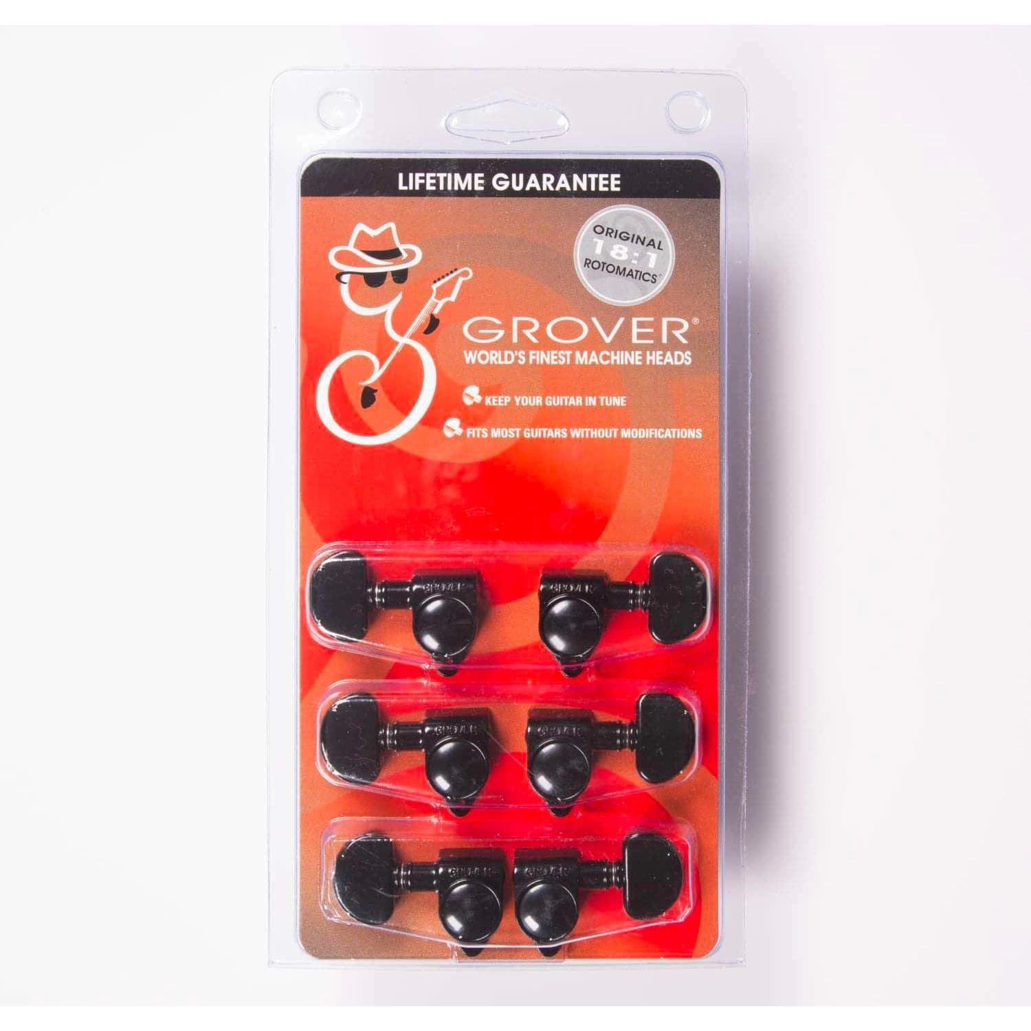 Grover 102-18BC Original Rotomatics Machine Heads 18:1 - 3 a side - Black Chrome