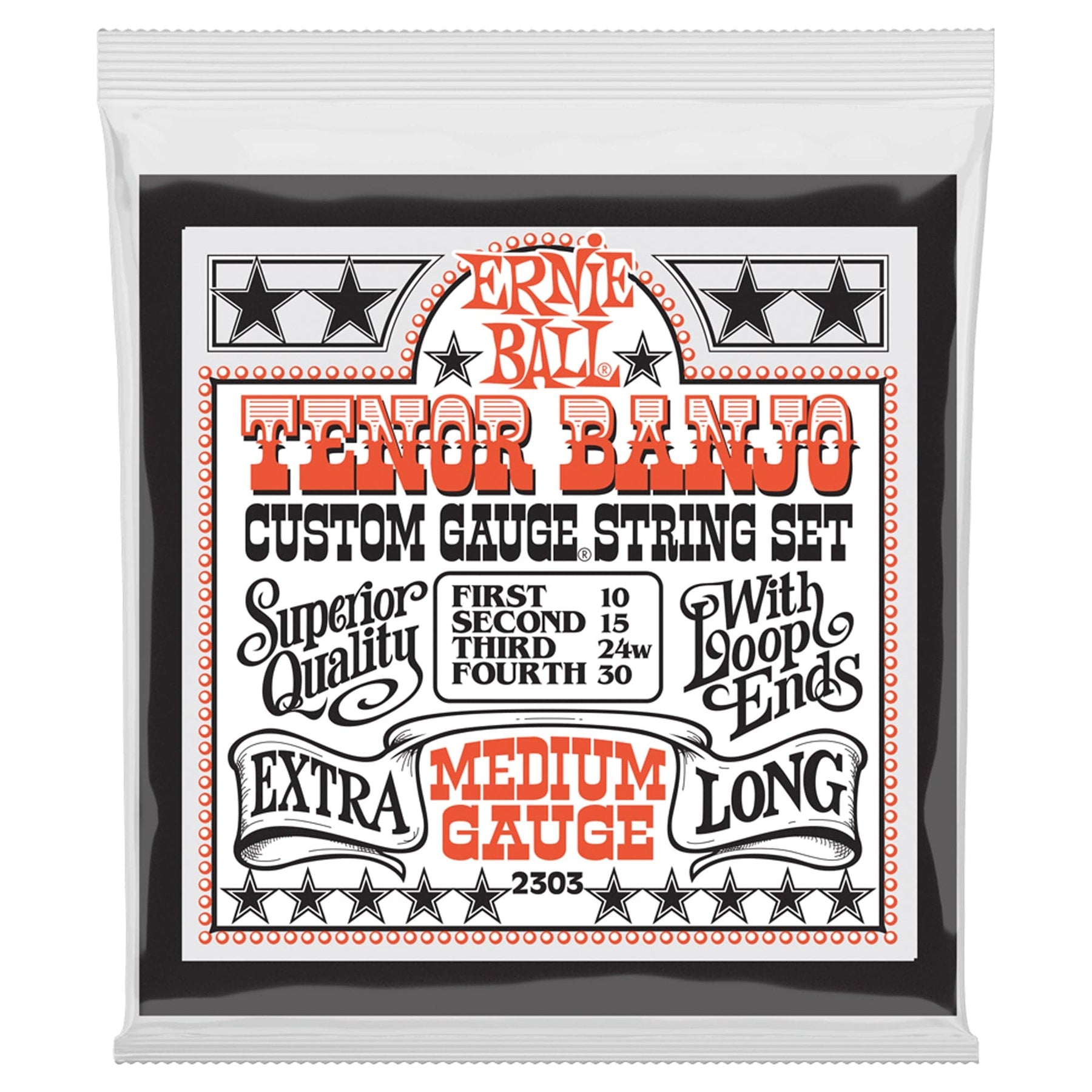 Ernie Ball 4-String Tenor Banjo Strings Medium - 2303 - 10-30