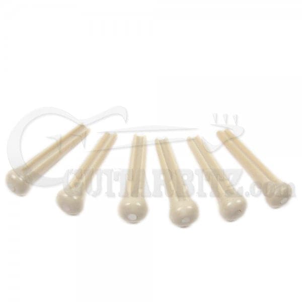 Graph Tech PP-1142-00 Tusq Traditional Bridge Pins - White with Mother-of-Pearl Dots