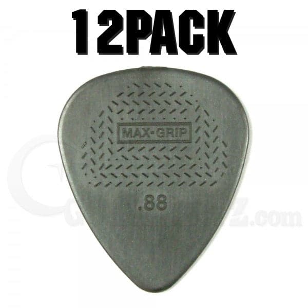 Jim Dunlop Nylon Maxgrip Plectrum Players Pack - 12 Pack - .88mm Dark Grey