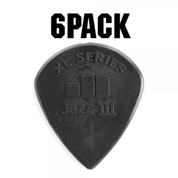 Nylon Jazz III XL Black Stiffo Plectrum Players Pack - 6 Pack