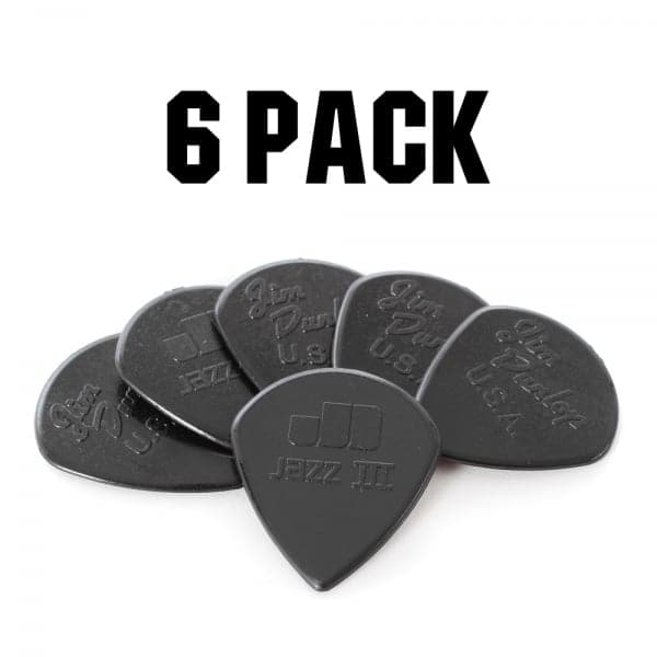 Nylon Jazz III Black Stiffo Plectrum Players Pack - 6 Pack