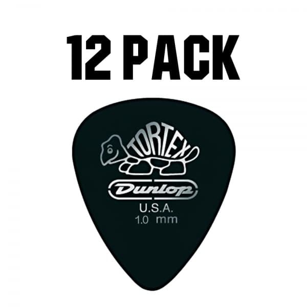 Tortex Pitch Black Plectrum Players Pack - 12 Pack - 1.0mm