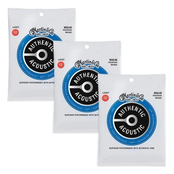 MA540 Phosphor Bronze Authentic Acoustic Guitar Strings Light 12-54 - 3 Pack