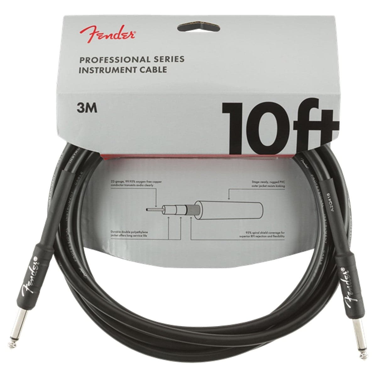 Fender Professional Series Instrument Guitar Cable - 3m 10ft - Black