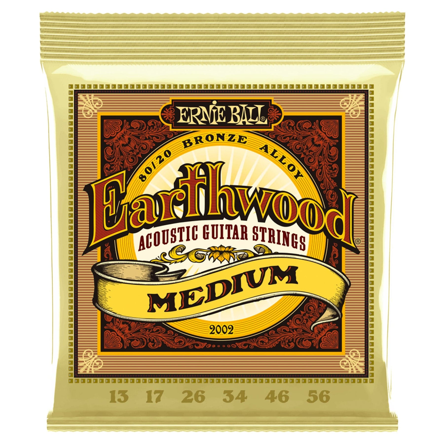 Ernie Ball 2002 Earthwood Acoustic Guitar Strings Medium 13-56