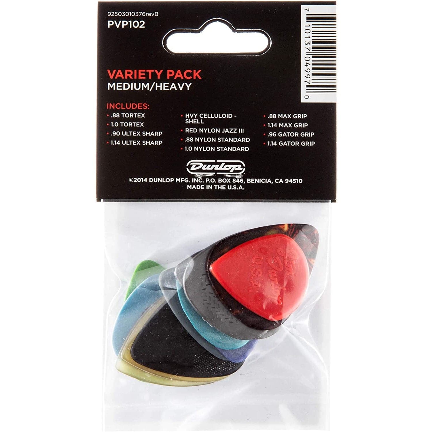 Jim Dunlop PVP102 Plectrum Variety Players 12 Pack - Medium / Heavy