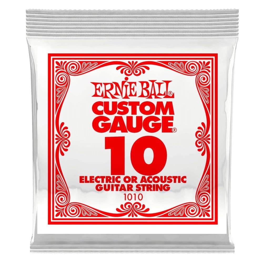 Ernie Ball Single Plain Steel & Nickel Wound Strings for Electric or Acoustic Guitars