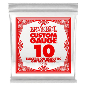 Ernie Ball Single Plain Steel & Nickel Wound Strings for Electric or Acoustic Guitars