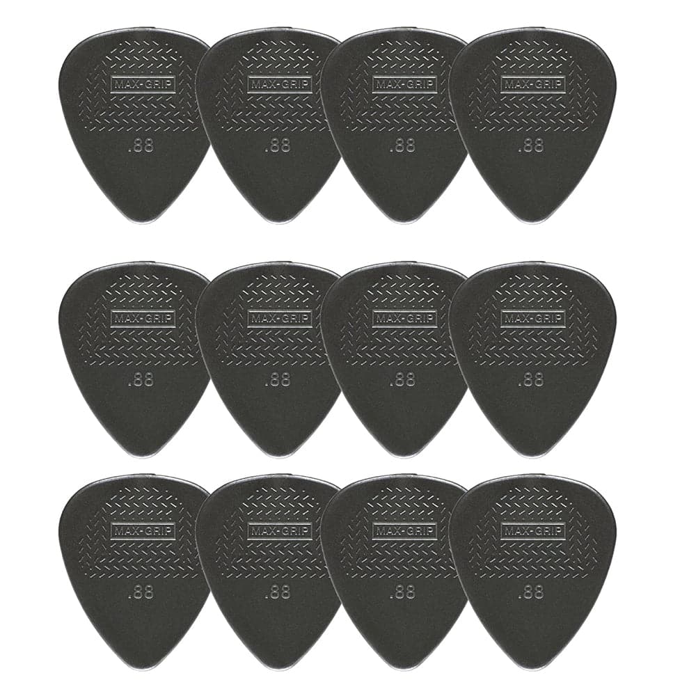 Jim Dunlop Nylon Maxgrip Plectrum Players Pack - 12 Pack - .88mm Dark Grey