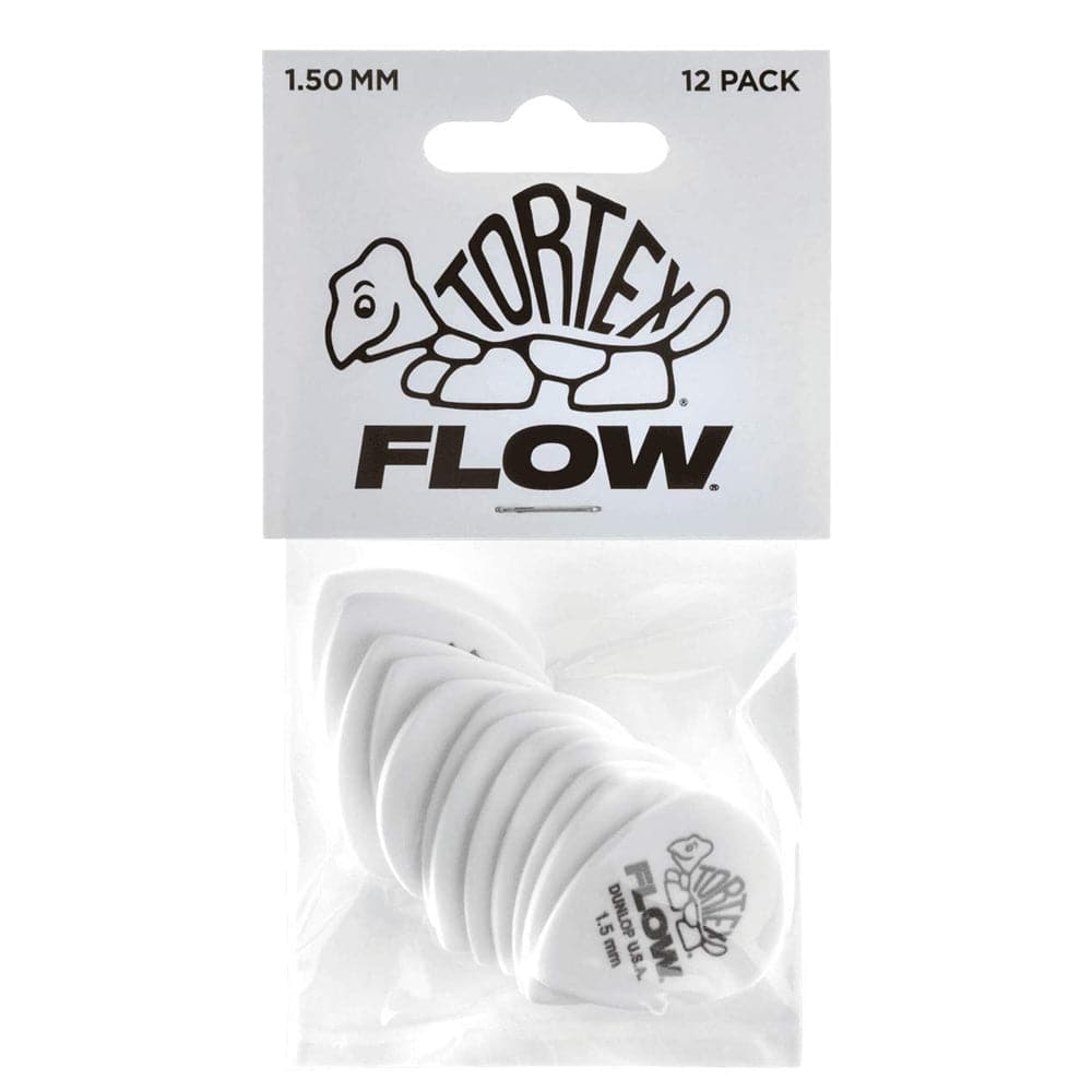Jim Dunlop Tortex Flow Plectrum Player Pack - 12 Pack - White - 1.5mm