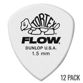 Jim Dunlop Tortex Flow Plectrum Player Pack - 12 Pack - White - 1.5mm