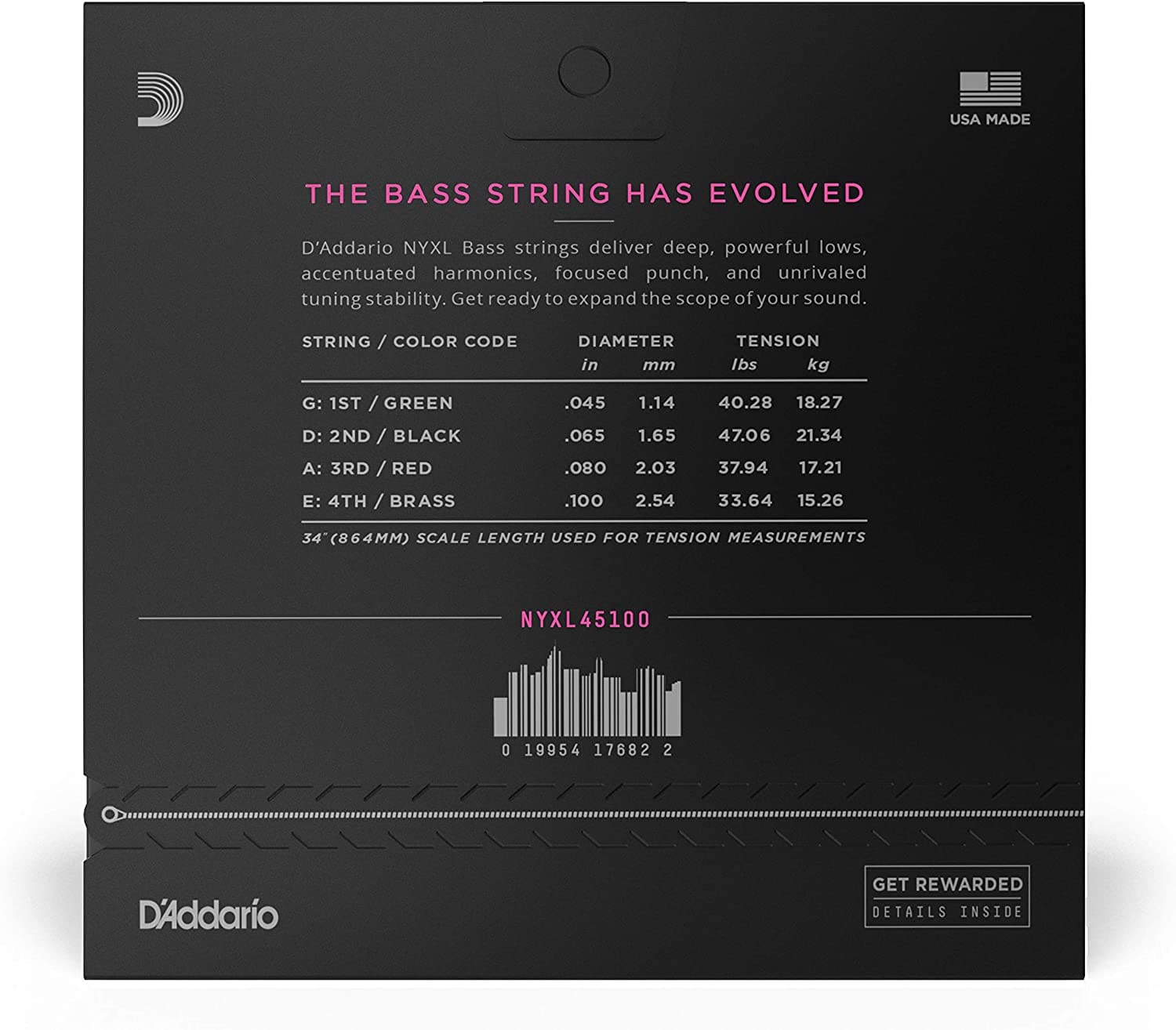 D'Addario NYXL45100 Bass Guitar Strings Long Scale - Regular Light - 45-100