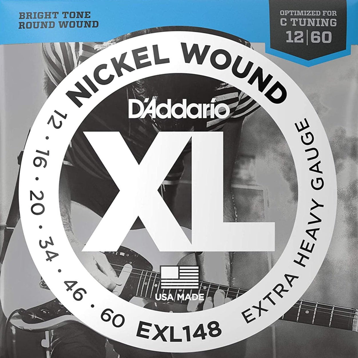 D'Addario EXL148 XL Electric Guitar Strings - Extra Heavy (For Drop C) - 12-60